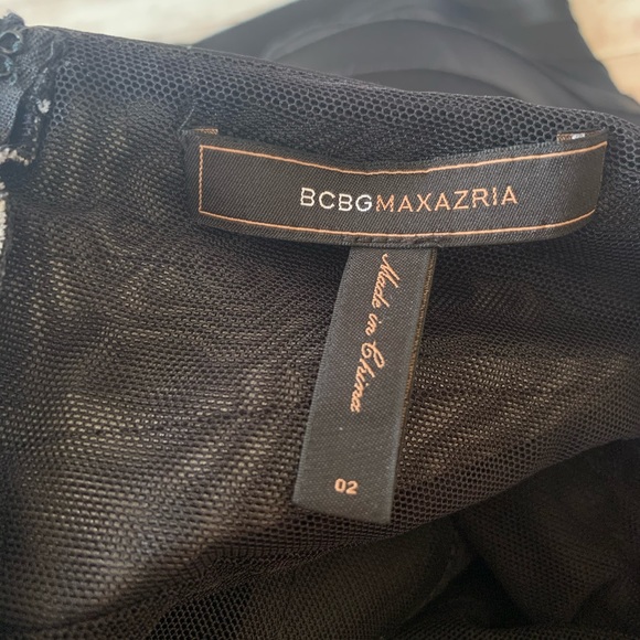 BCBG Max Azria Black and White Satin Halter Bandage Bodycon Dress - Picture 11 of 12